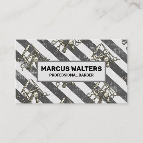 Vintage Barber Tools  Stripes Appointment Card