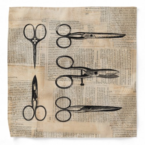 Vintage Barbers Shears Antique Scissors Bandana
