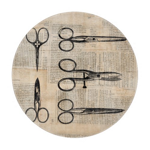 Vintage Barbers Shears Antique Scissors Cutting Board