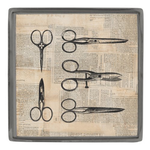 Vintage Barbers Shears Antique Scissors Gunmetal Finish Lapel Pin