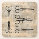 Vintage Barbers Shears Antique Scissors Square Paper Coaster at Zazzle