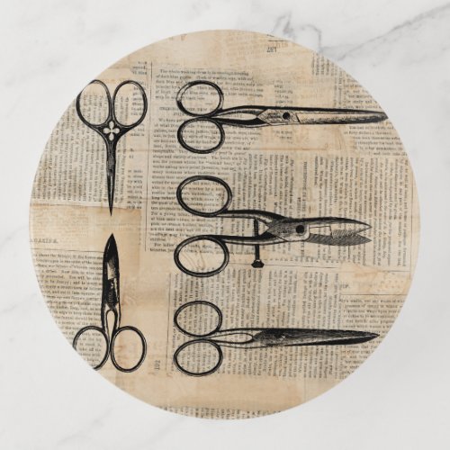 Vintage Barbers Shears Antique Scissors Trinket Tray