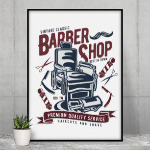 Vintage Barbershop Chair Logo Poster