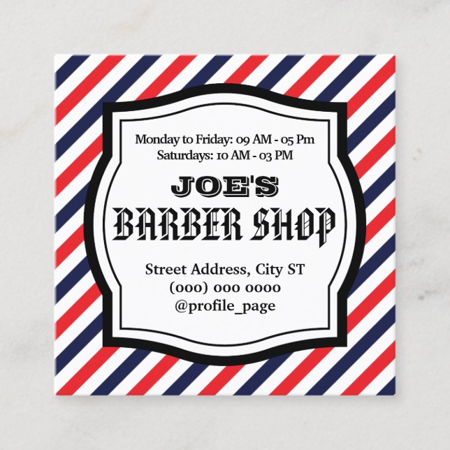 Vintage barbershop stripes  square business card (Front)