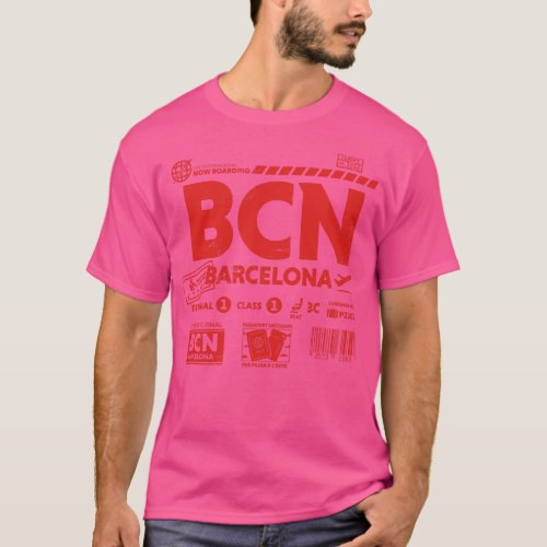 Vintage Barcelona BCN Airport Code Travel Day Retr T_Shirt
