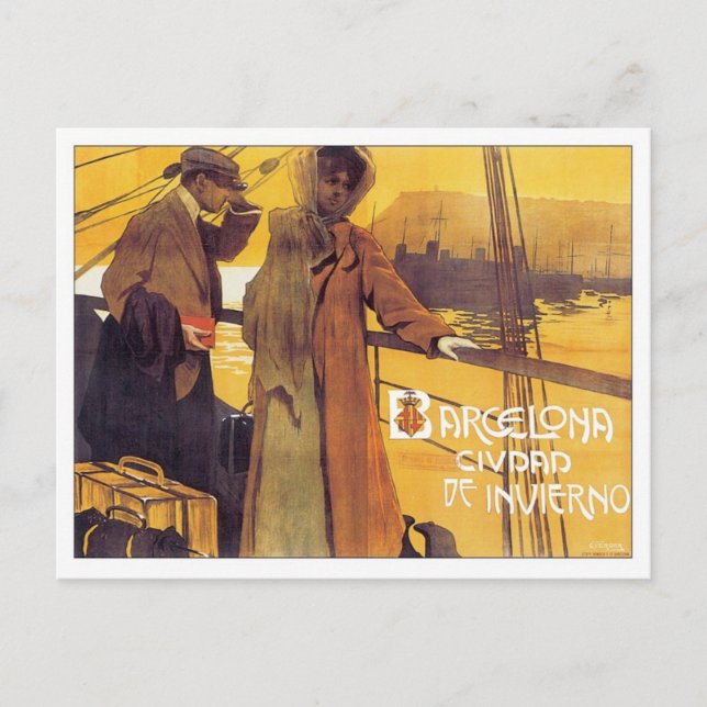 Vintage Barcelona Ciudad Postcard (Front)
