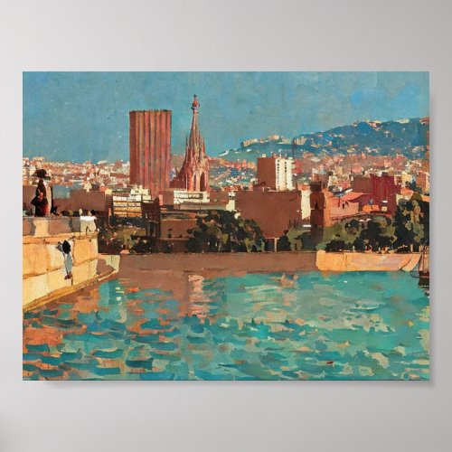 vintage Barcelona painting   Poster