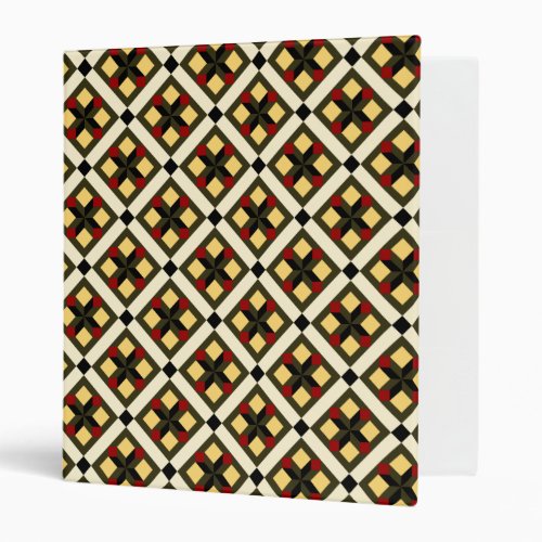 Vintage Barcelona Red Yellow Green checkered Art 3 Ring Binder