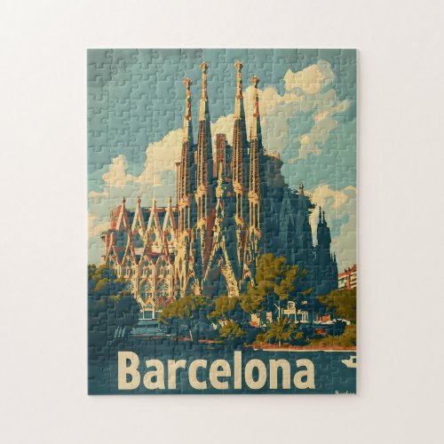 Vintage Barcelona Sagrada Familia Jigsaw Puzzle