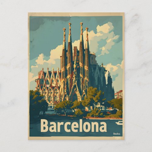 Vintage Barcelona Sagrada Familia Postcard