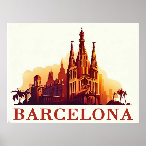 Vintage Barcelona Spain Poster