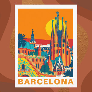 Vintage Barcelona Spain Travel Postcard