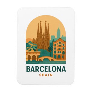 Vintage Barcelona Spain Travel Sagrada Familia Magnet