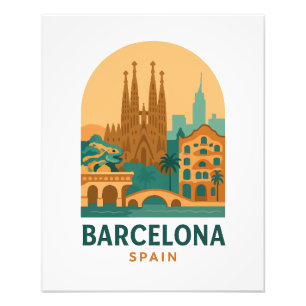 Vintage Barcelona Spain Travel Sagrada Familia  Photo Print