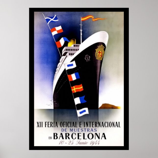 Vintage Barcelona Travel Poster (Front)