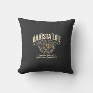 Vintage Barista Life Espresso Coffee Lover T-Shirt Throw Pillow