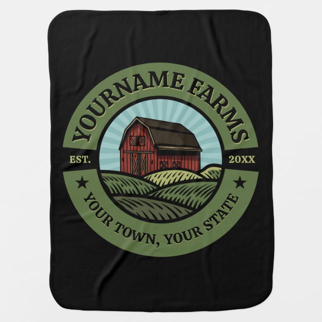 Vintage Barn ADD NAME Country Farm Crops Farmer  Baby Blanket (Front)