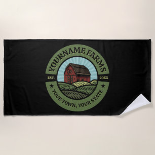 Vintage Barn ADD NAME Country Farm Crops Farmer Beach Towel