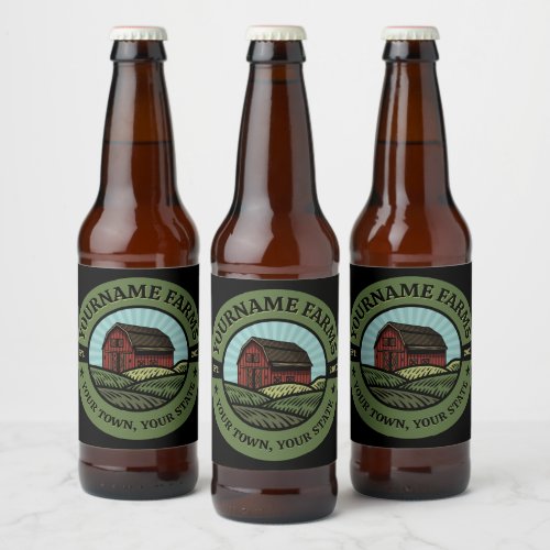Vintage Barn ADD NAME Country Farm Crops Farmer  Beer Bottle Label