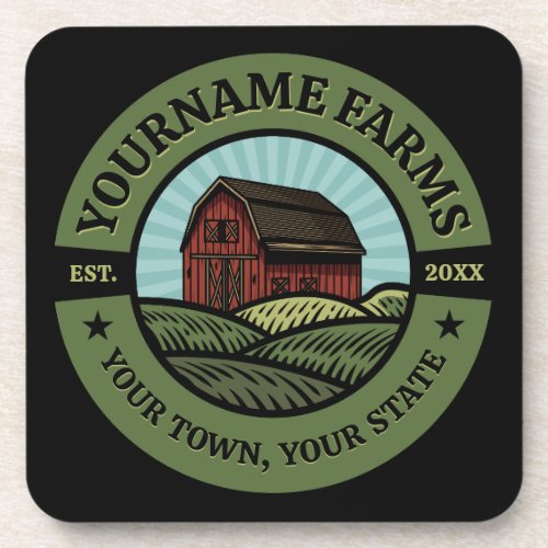 Vintage Barn ADD NAME Country Farm Crops Farmer  Beverage Coaster