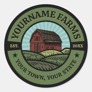 Vintage Barn ADD NAME Country Farm Crops Farmer Classic Round Sticker
