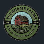 Vintage Barn ADD NAME Country Farm Crops Farmer Dart Board<br><div class="desc">Personalized Vintage Farm Big Red Barn Farmer Family Farm - Rolling Hills,  Harvest Fields  - Customize with your Name or Custom Text!</div>