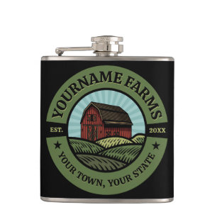 Vintage Barn ADD NAME Country Farm Crops Farmer Flask