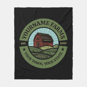 Vintage Barn ADD NAME Country Farm Crops Farmer Fleece Blanket