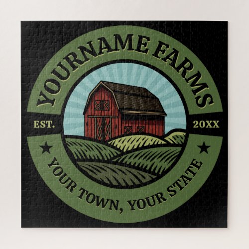 Vintage Barn ADD NAME Country Farm Crops Farmer  Jigsaw Puzzle