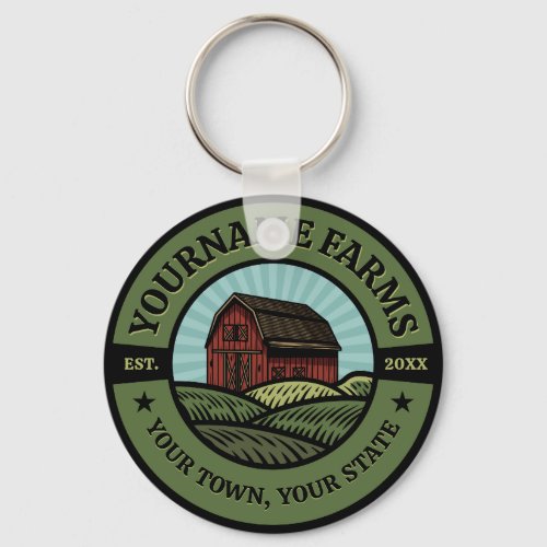 Vintage Barn ADD NAME Country Farm Crops Farmer  Keychain