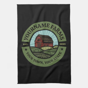 Vintage Barn ADD NAME Country Farm Crops Farmer Kitchen Towel