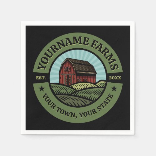 Vintage Barn ADD NAME Country Farm Crops Farmer Napkins