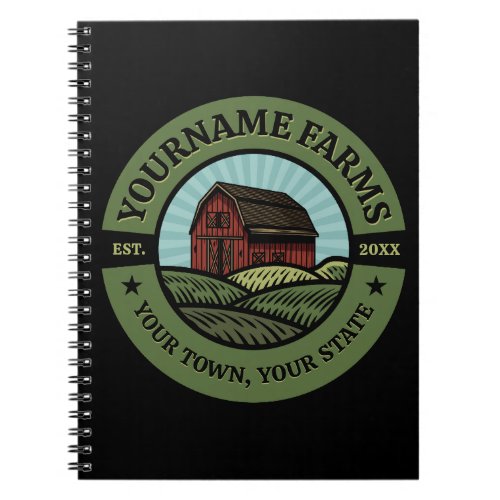 Vintage Barn ADD NAME Country Farm Crops Farmer  Notebook