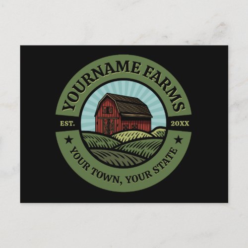 Vintage Barn ADD NAME Country Farm Crops Farmer Postcard