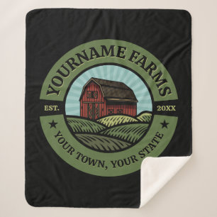 Vintage Barn ADD NAME Country Farm Crops Farmer Sherpa Blanket