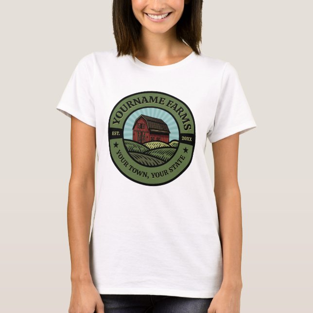 Vintage Barn ADD NAME Country Farm Crops Farmer  T-Shirt (Front)