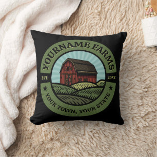 Vintage Barn ADD NAME Country Farm Crops Farmer Throw Pillow