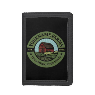 Vintage Barn ADD NAME Country Farm Crops Farmer Trifold Wallet
