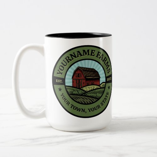 Vintage Barn ADD NAME Country Farm Crops Farmer  Two_Tone Coffee Mug