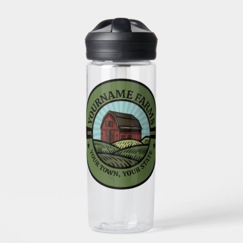 Vintage Barn ADD NAME Country Farm Crops Farmer  Water Bottle