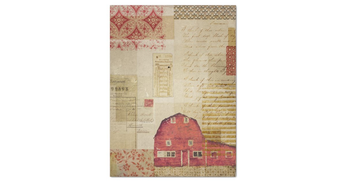 Vintage Ephemera Collage Craft Tissue Paper, Zazzle