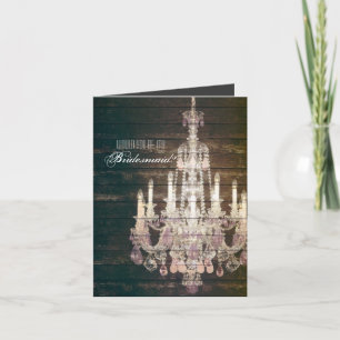 Vintage Barn Chandelier Will You Be My Bridesmaid Invitation