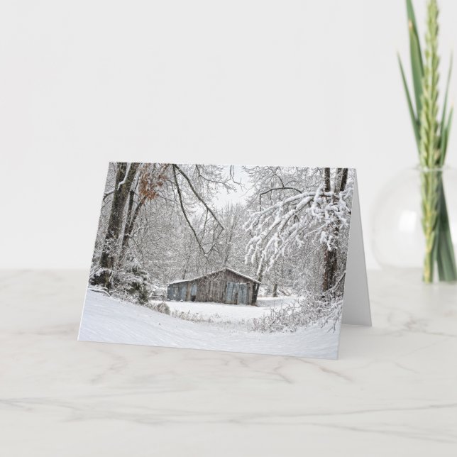 Vintage Barn in Fresh Snow - Rural Tennessee Card (Front)