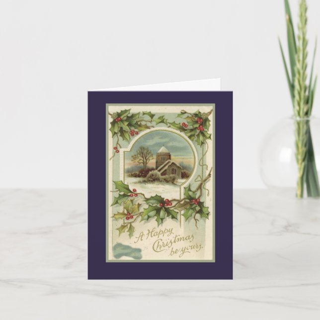 Vintage Barn in Snow Christmas Card (Front)