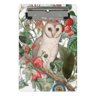 Vintage Barn Owl & Botanical Garden Mini Clipboard