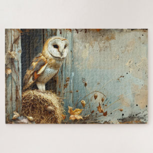 Vintage Barn Owl in Autumn 20x30 Jigsaw Puzzle