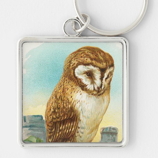 Vintage Barn Owl Keychain (Front)