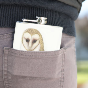 Vintage Barn Owl Painting Flask