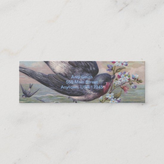 Vintage Barn Swallow and Flowers Mini Business Card