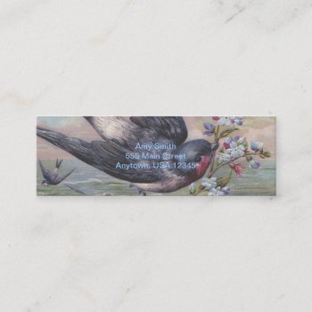 Vintage Barn Swallow And Flowers Mini Business Card by businesscardsforyou at Zazzle